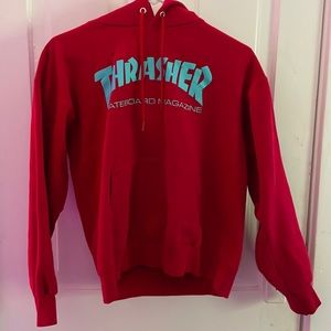 Size small red and blue thrasher skateboarding magazine hoodie